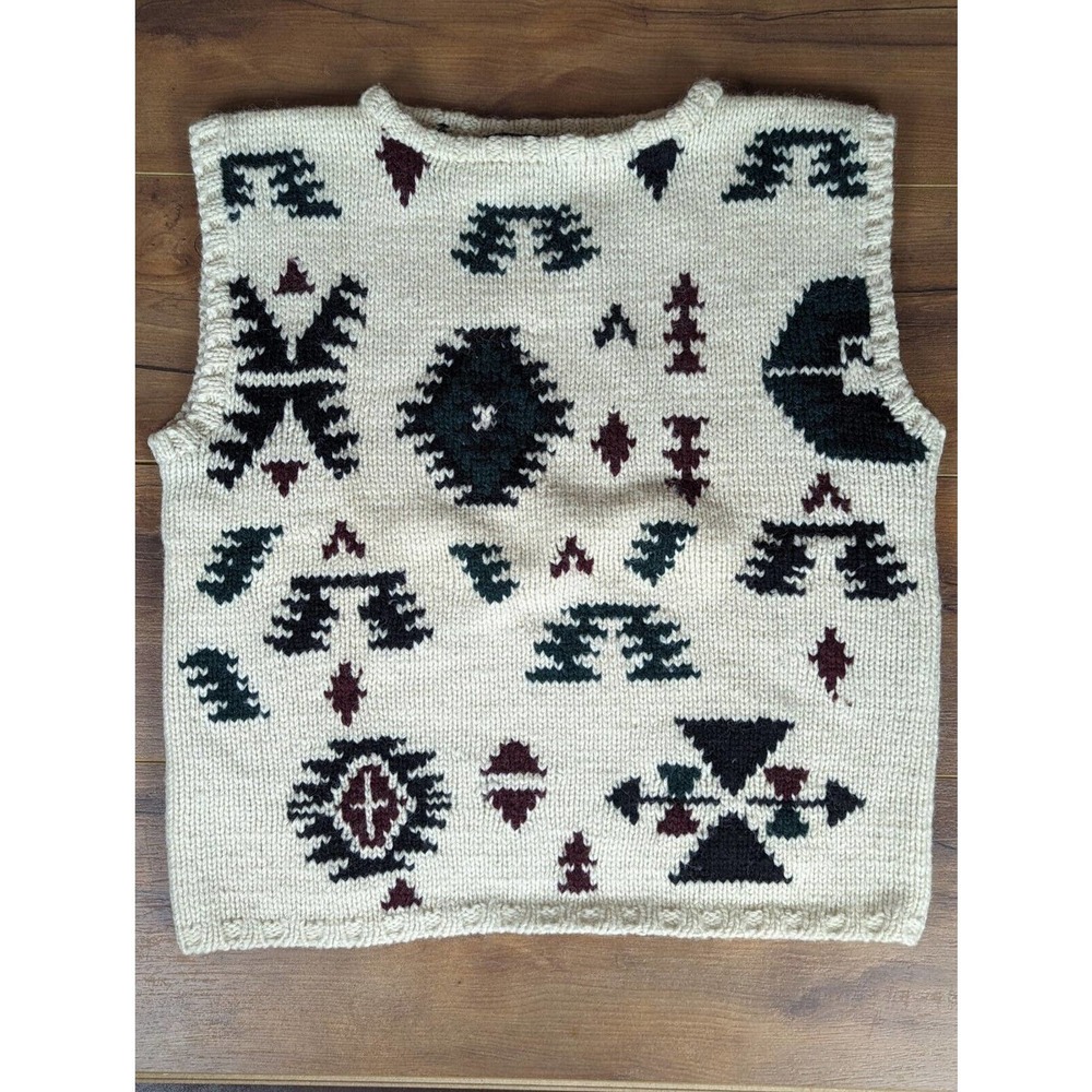Vintage 80s Ralph Lauren Polo Wool Sweater Vest Tribal Aztec Small Hand Knit